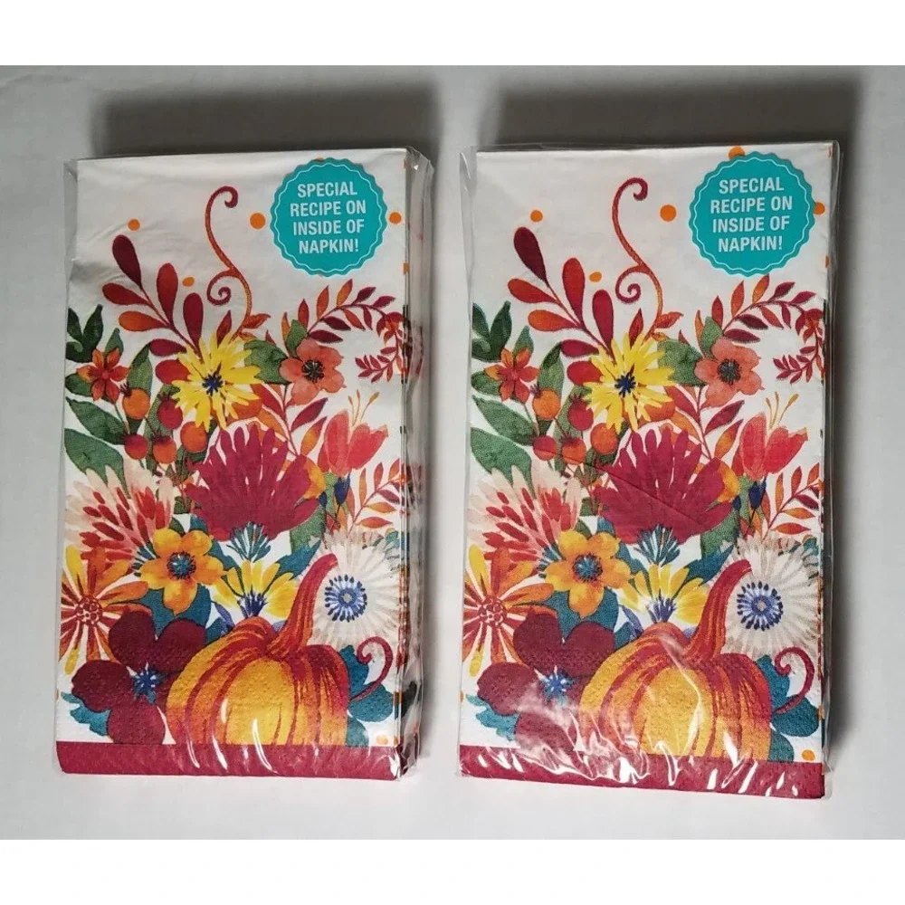 The‎ Pioneer Woman Floral Pumpkin Paper Dinner Napkins Set Fall Thanksgiving NEW
